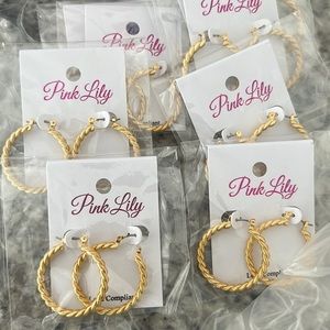 Pink Lily Gold twisted hoop earrings